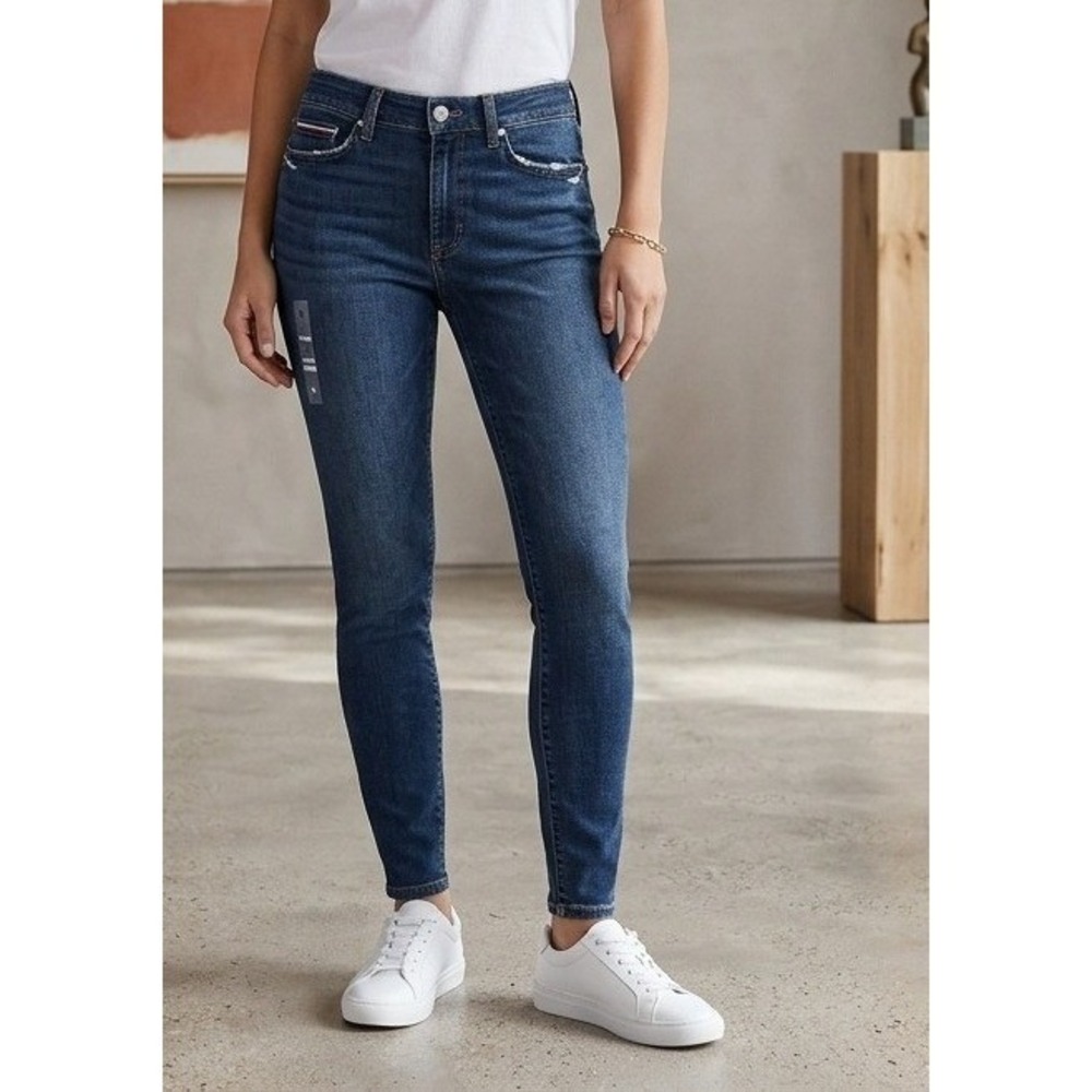 Tommy Hilfiger High Rise Curve Skinny Jeans Womens 25 Blue Stretch Dark Wash NWT